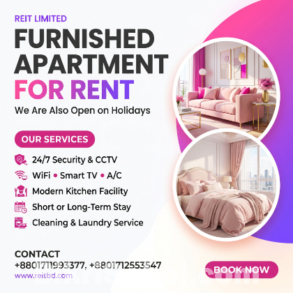 Fully Furnished 3 Bedroom Apartment for Rent in Bashundhara